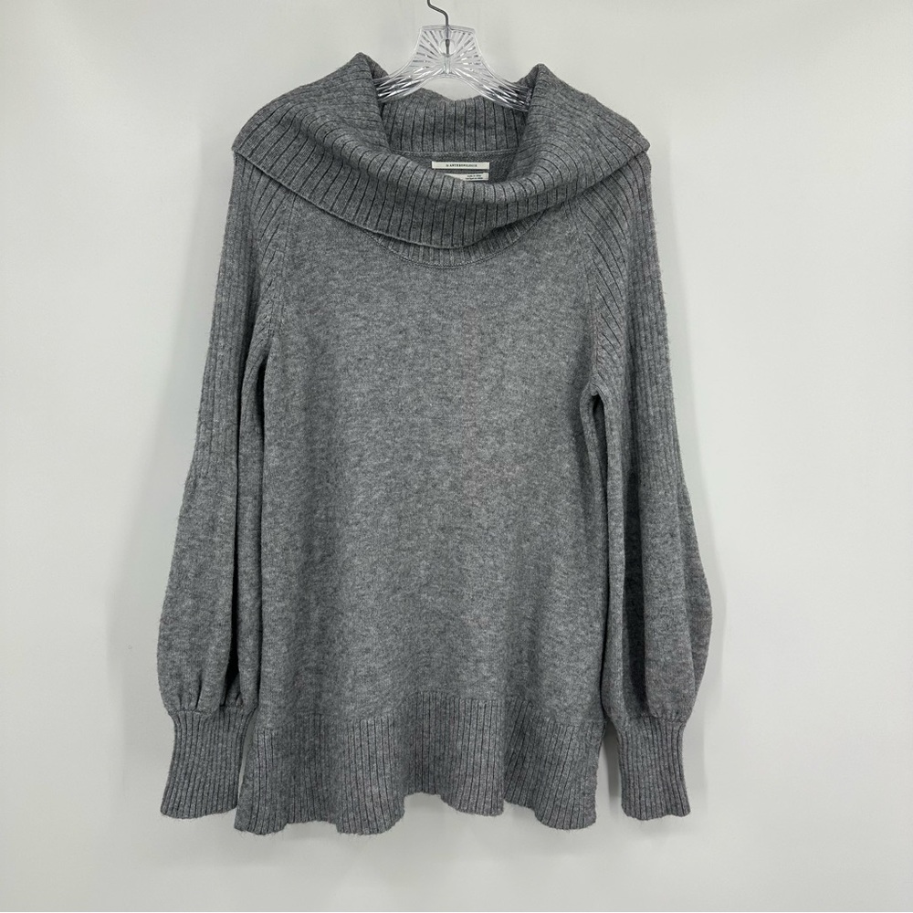 Anthropologie Paloma Cowl Neck Balloon Sleeve Sweater Gray Size S